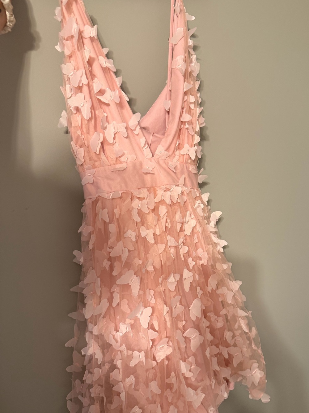 Fashion Nova Girls' Blush Pink Butterfly Layered Dress